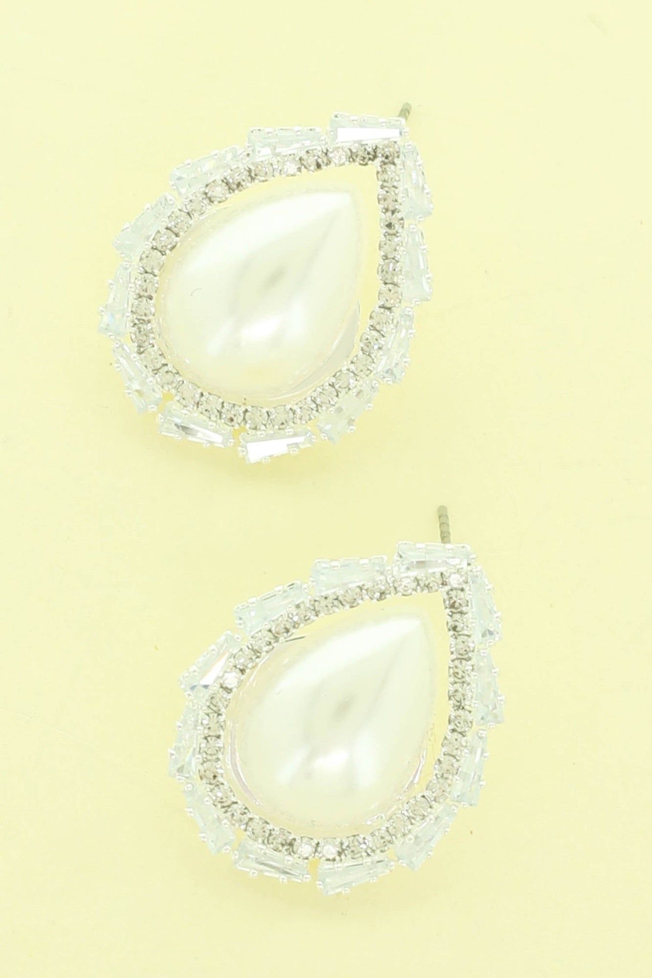 Cz Bezeled Drop-shaped Pearl Earrings