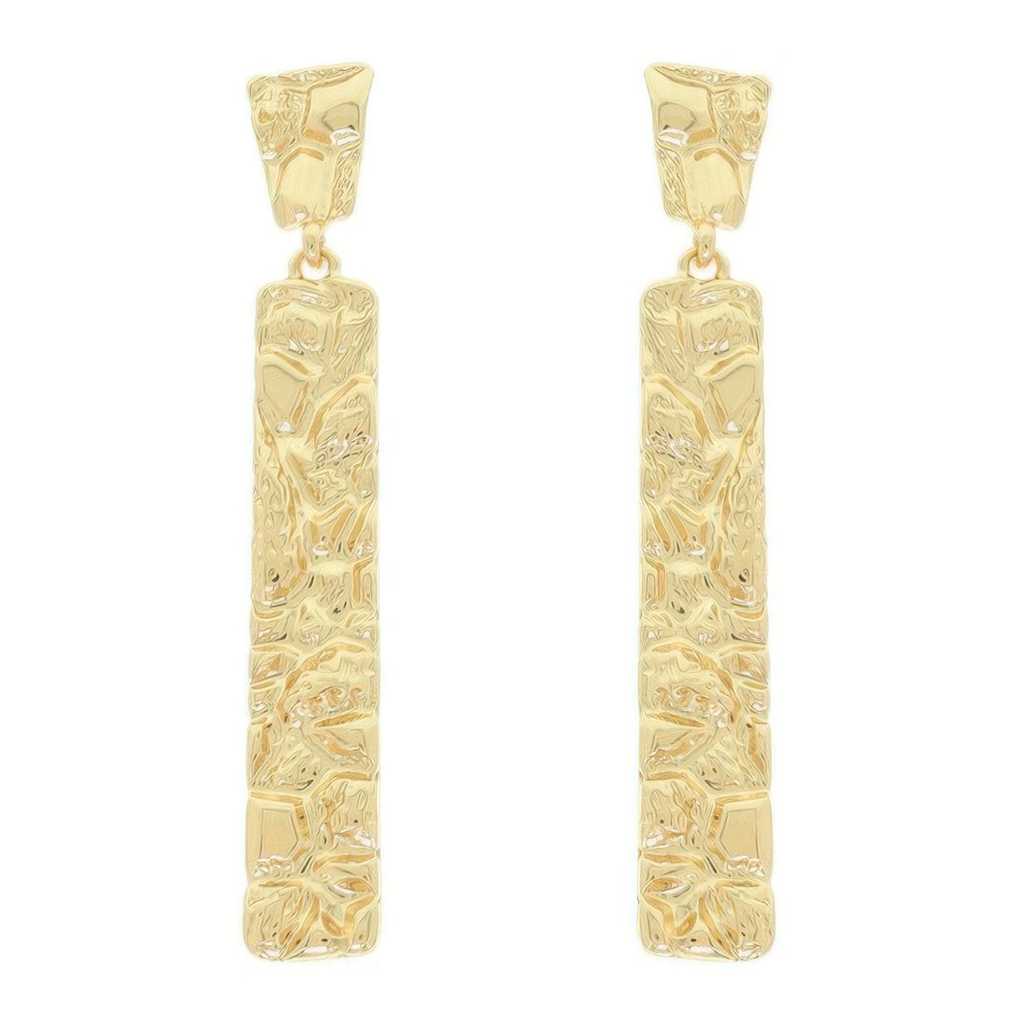 Rough Finish Vertical Bar Post Earrings