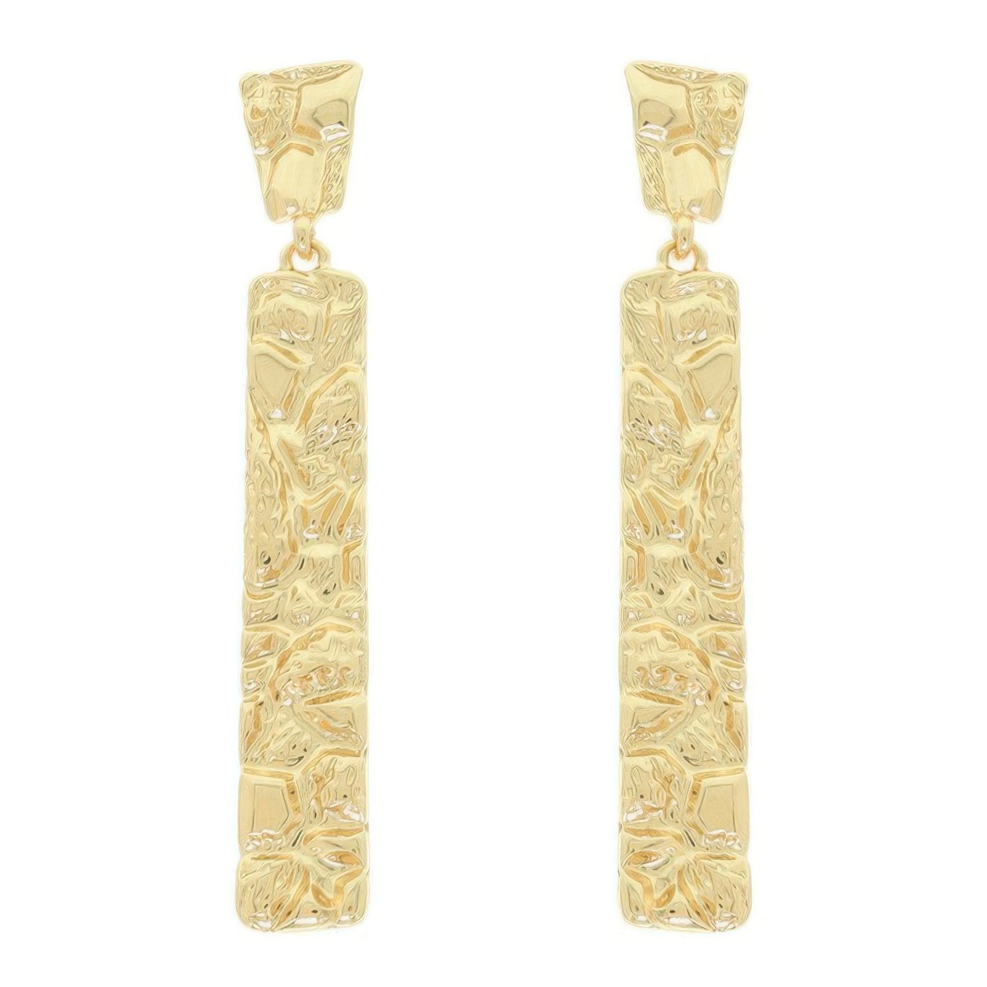 Rough Finish Vertical Bar Post Earrings