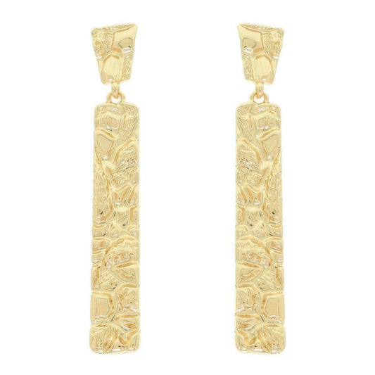 Rough Finish Vertical Bar Post Earrings