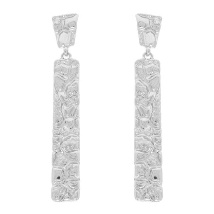 Rough Finish Vertical Bar Post Earrings