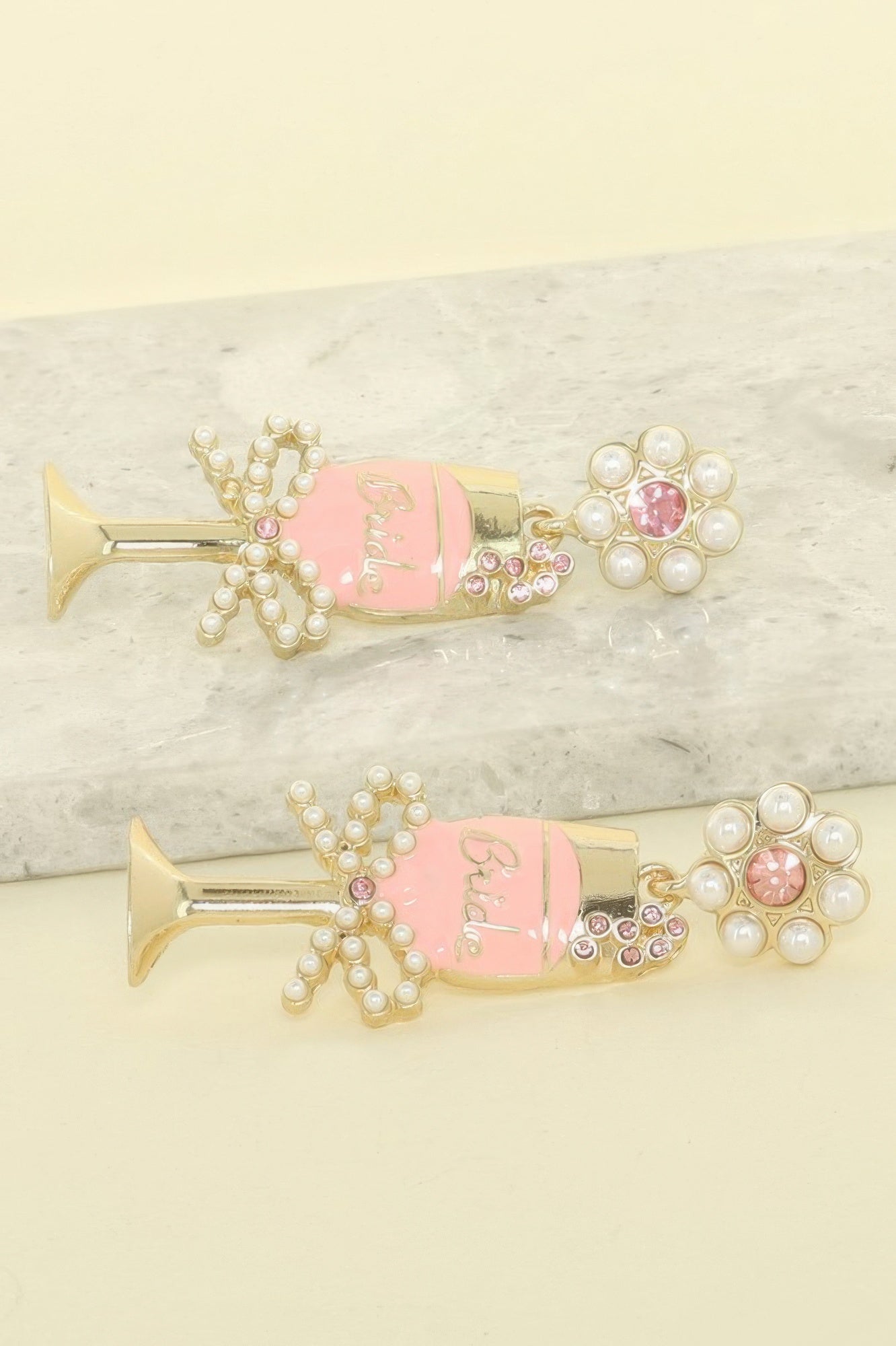 Bride Champagne Glass Word Earrings