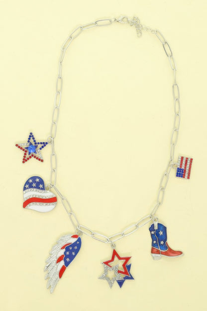 Usa Theme Multi-charm Necklace