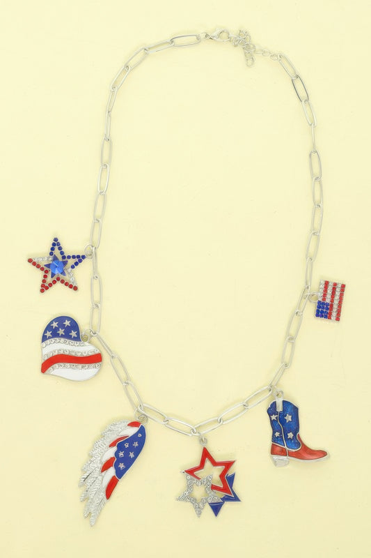Usa Theme Multi-charm Necklace