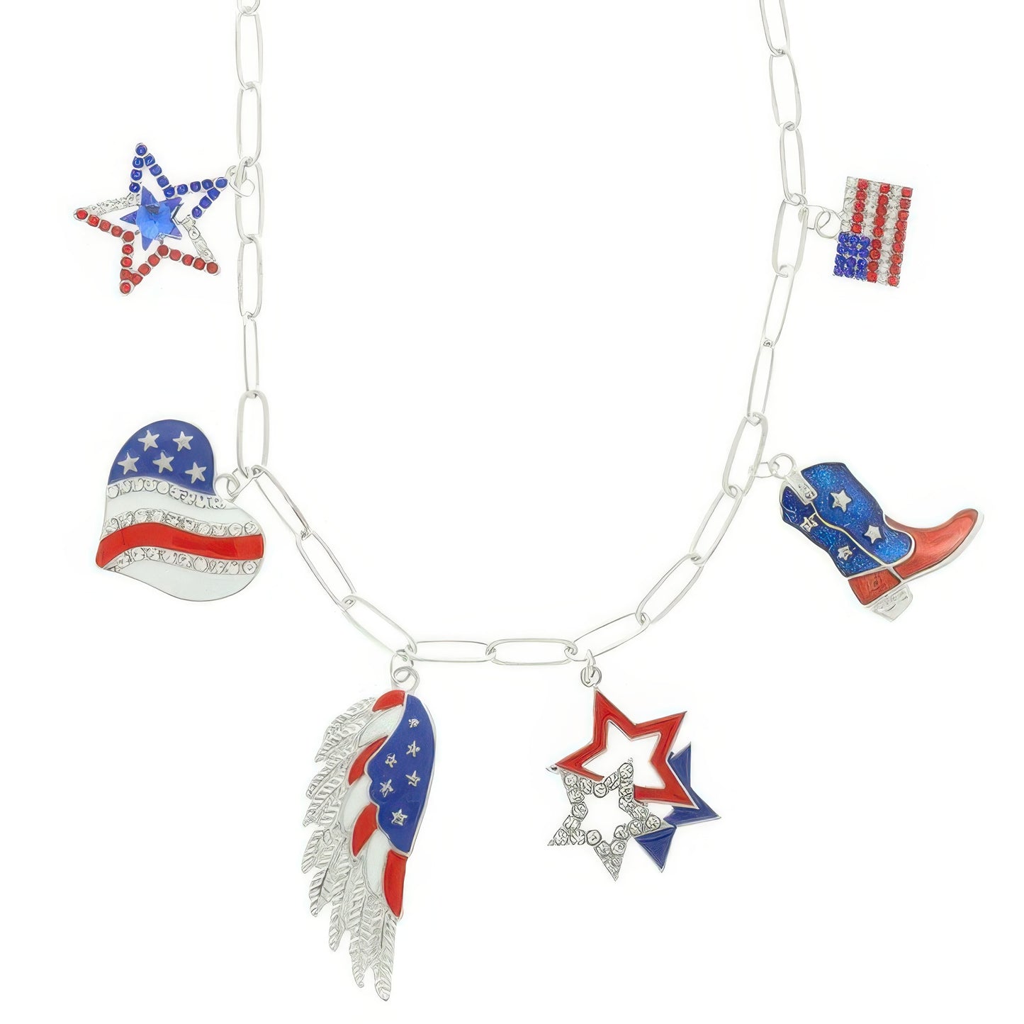 Usa Theme Multi-charm Necklace
