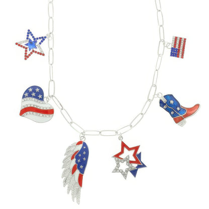 Usa Theme Multi-charm Necklace