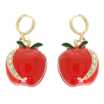 Red Apple Hoop Earrings