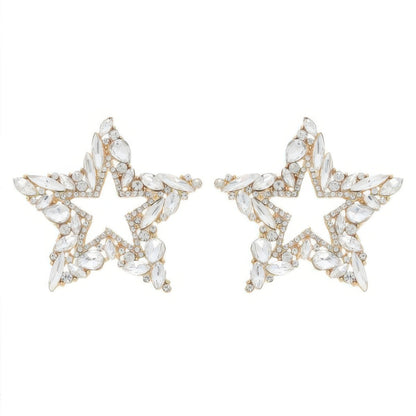 Rhinestone Channel Set Inlay Star Earrings