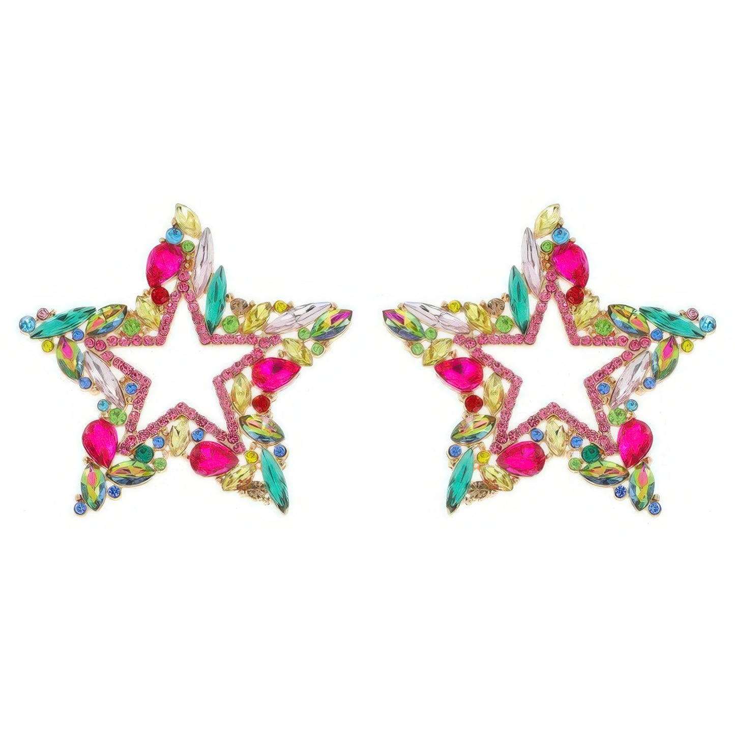 Rhinestone Channel Set Inlay Star Earrings