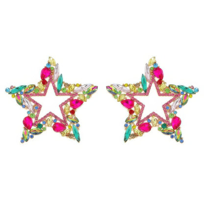 Rhinestone Channel Set Inlay Star Earrings