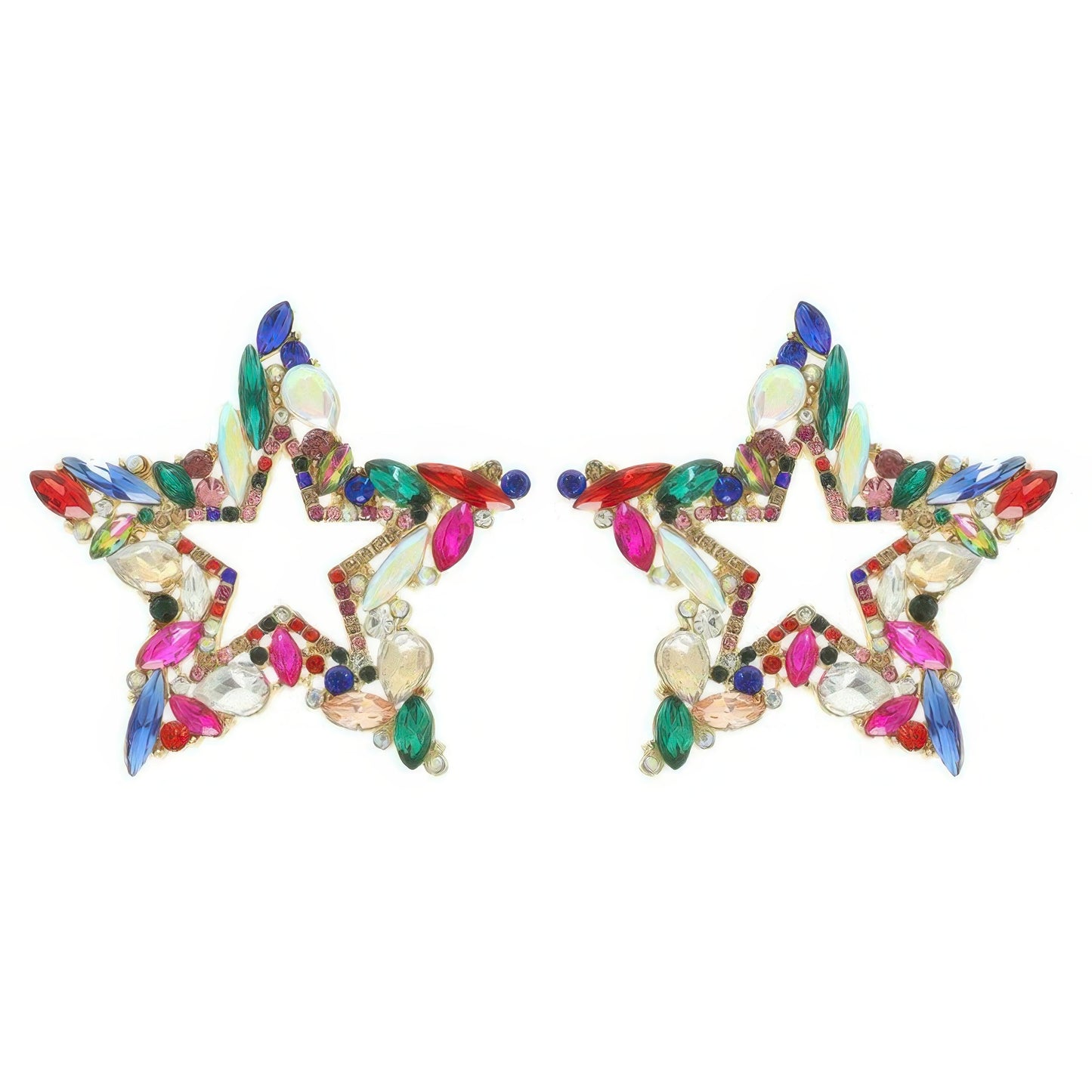 Rhinestone Channel Set Inlay Star Earrings