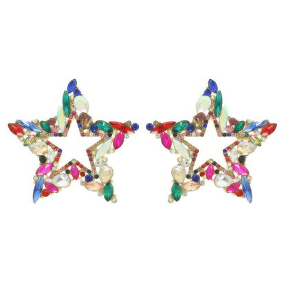 Rhinestone Channel Set Inlay Star Earrings