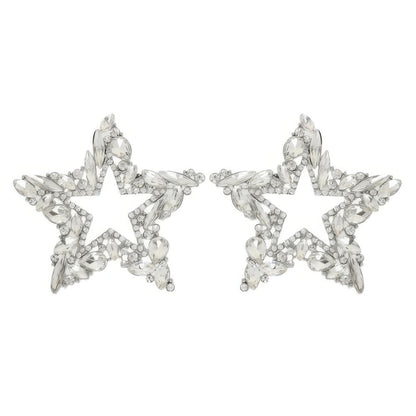 Rhinestone Channel Set Inlay Star Earrings