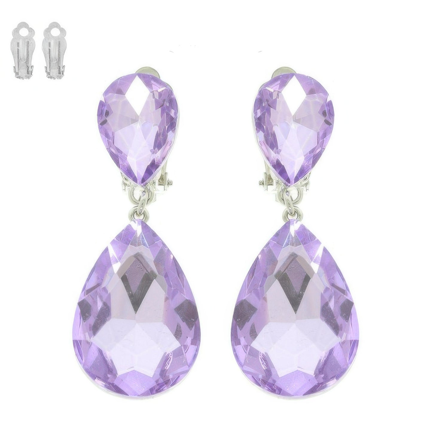 Teardrop-cut Crystal Clip On Earrings