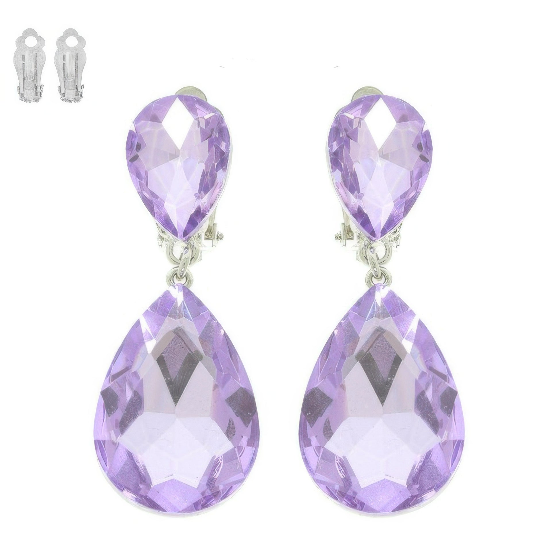 Teardrop-cut Crystal Clip On Earrings