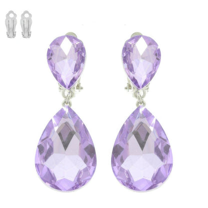 Teardrop-cut Crystal Clip On Earrings