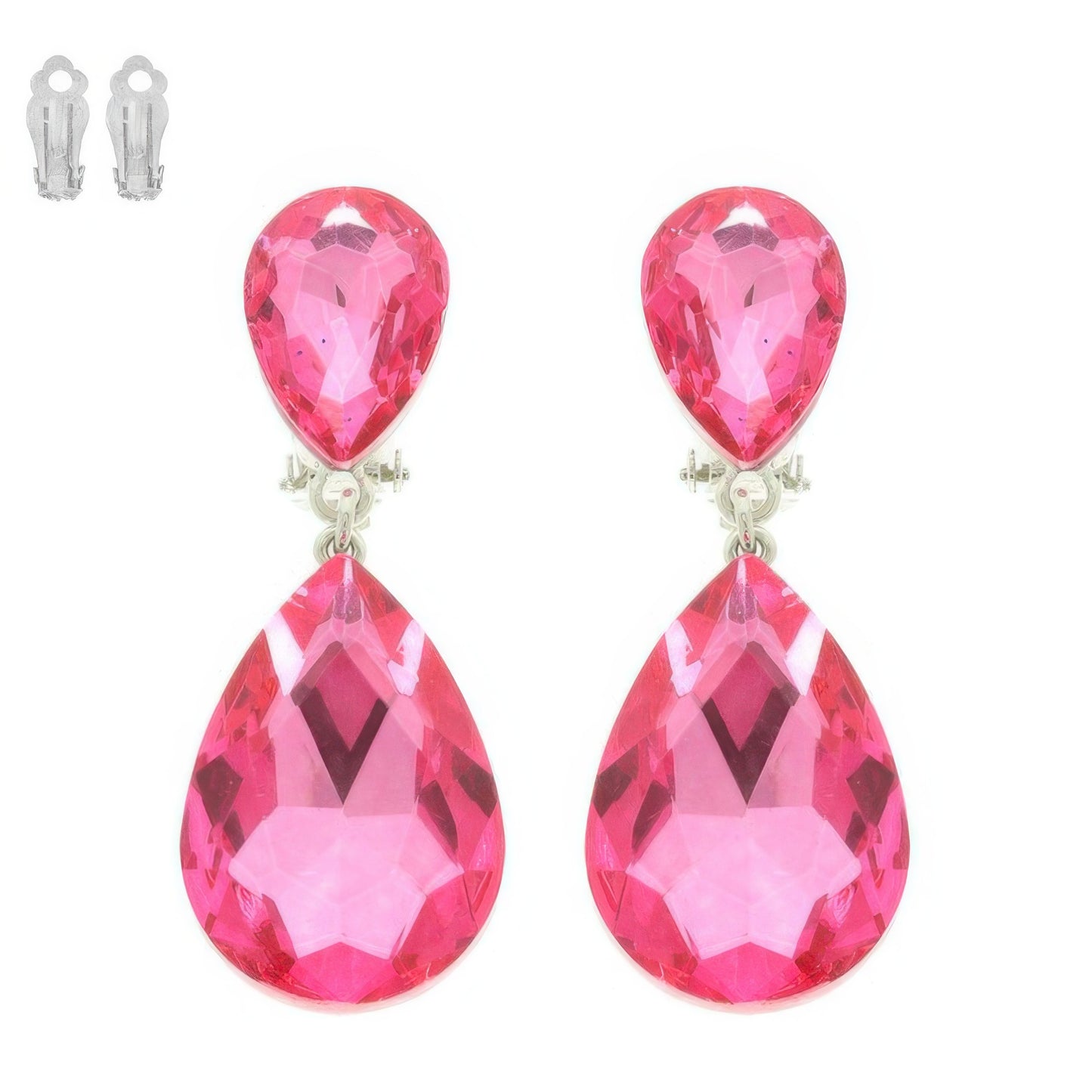 Teardrop-cut Crystal Clip On Earrings