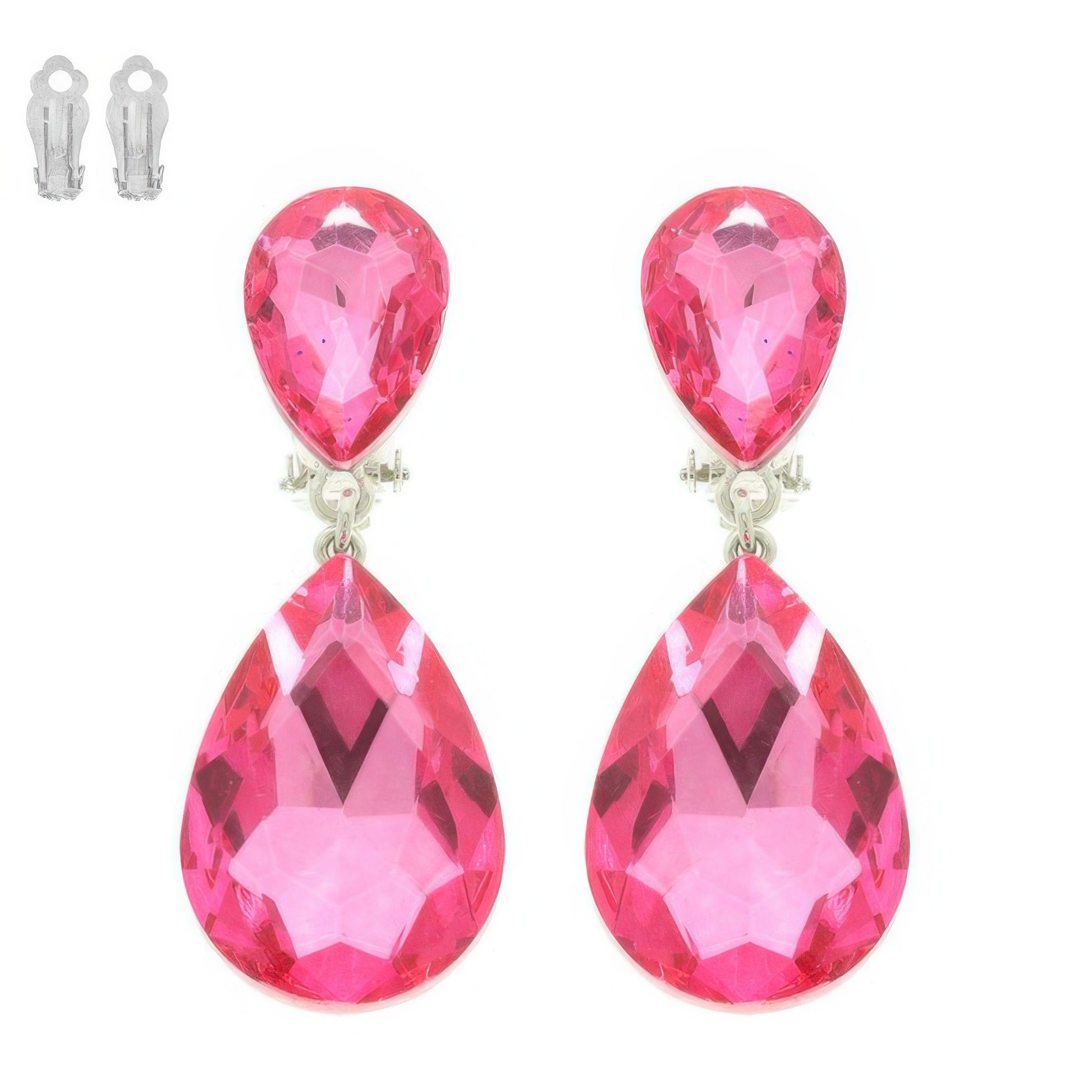 Teardrop-cut Crystal Clip On Earrings