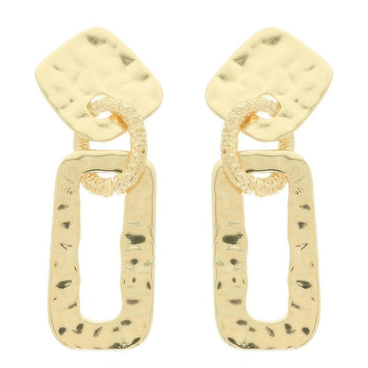 Hammered Geometric Door Knocker Post Earrings