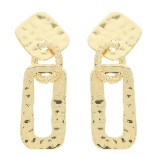 Hammered Geometric Door Knocker Post Earrings
