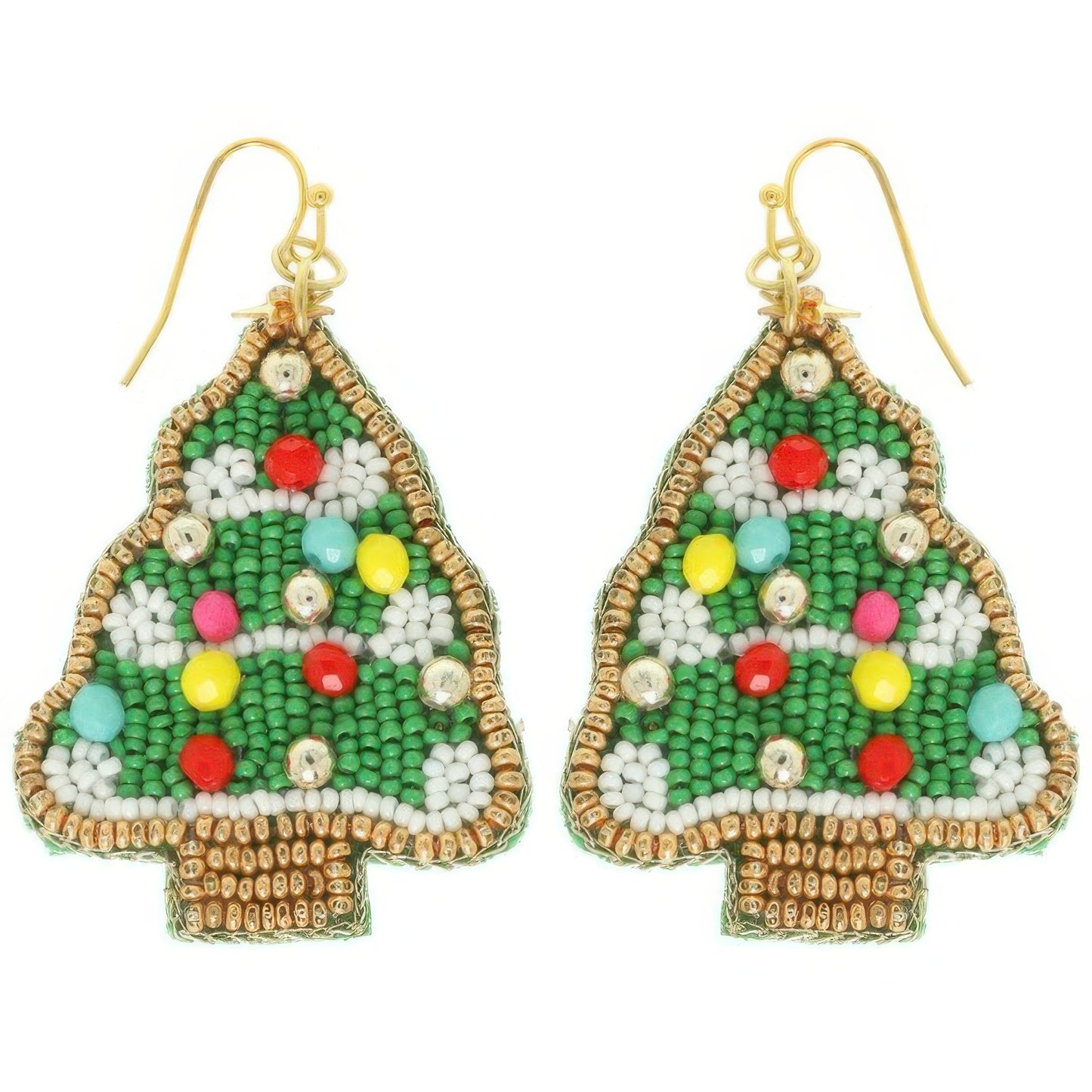 Christmas Tree Beaded Earrings