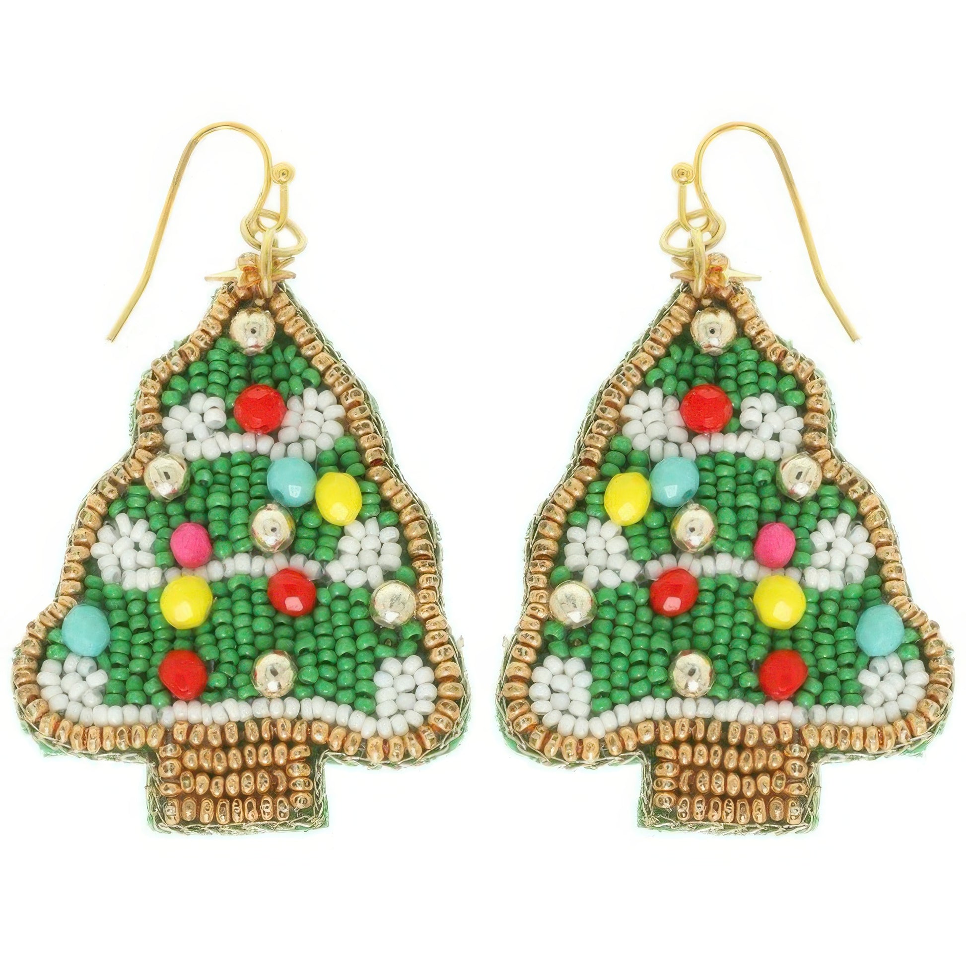 Christmas Tree Beaded Earrings