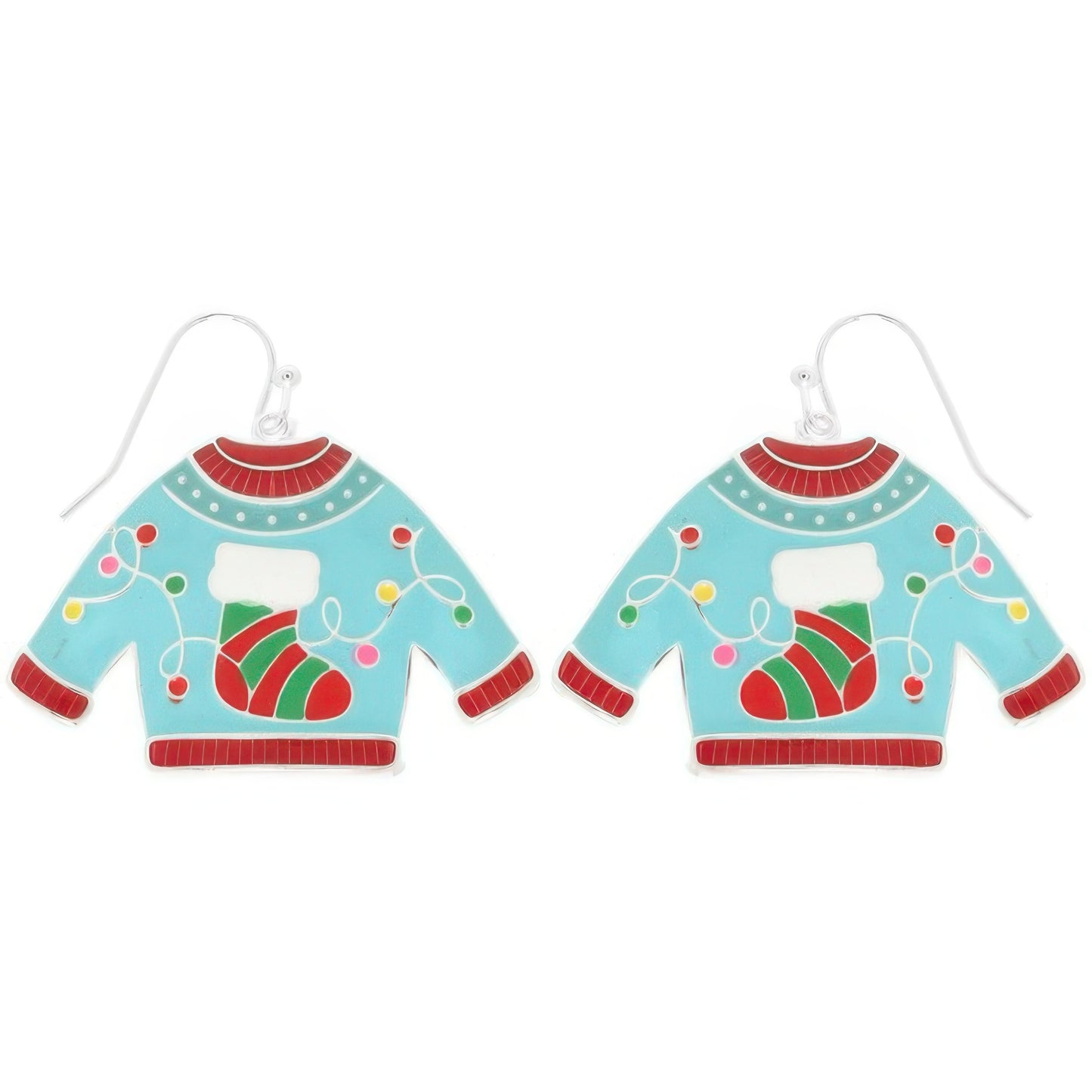 Christmas Theme Ugly Sweater Enamel Earrings
