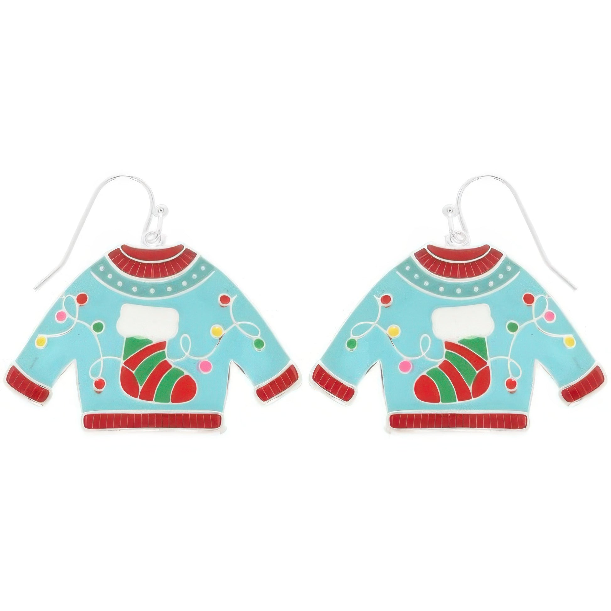 Christmas Theme Ugly Sweater Enamel Earrings