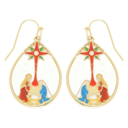 Christmas Nativity Theme Teardrop Earrings