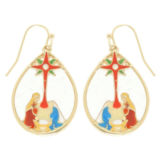 Christmas Nativity Theme Teardrop Earrings