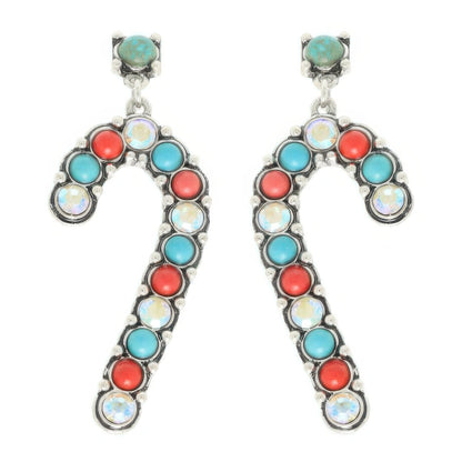 Western Christmas Candy Cane Post Earrings