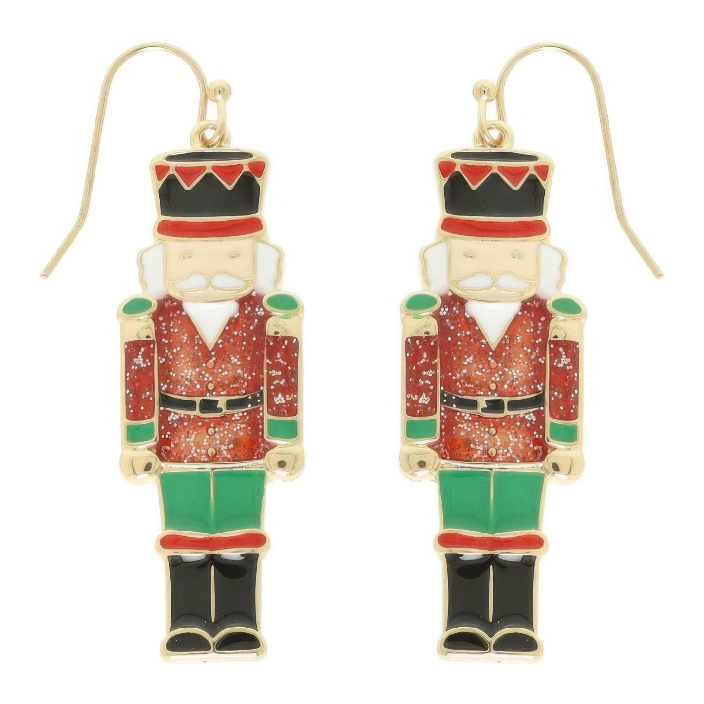 Christmas Nut Cracker Enamel Dangle Earrings