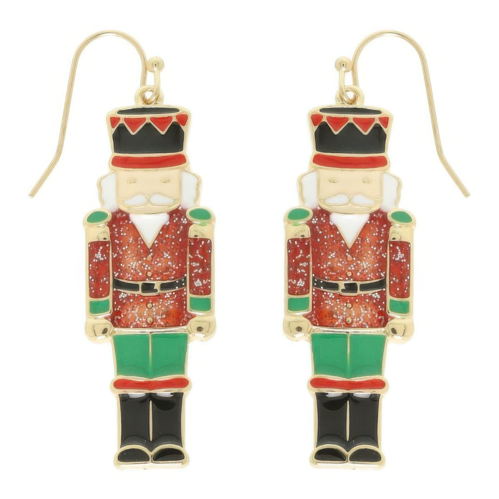Christmas Nut Cracker Enamel Dangle Earrings