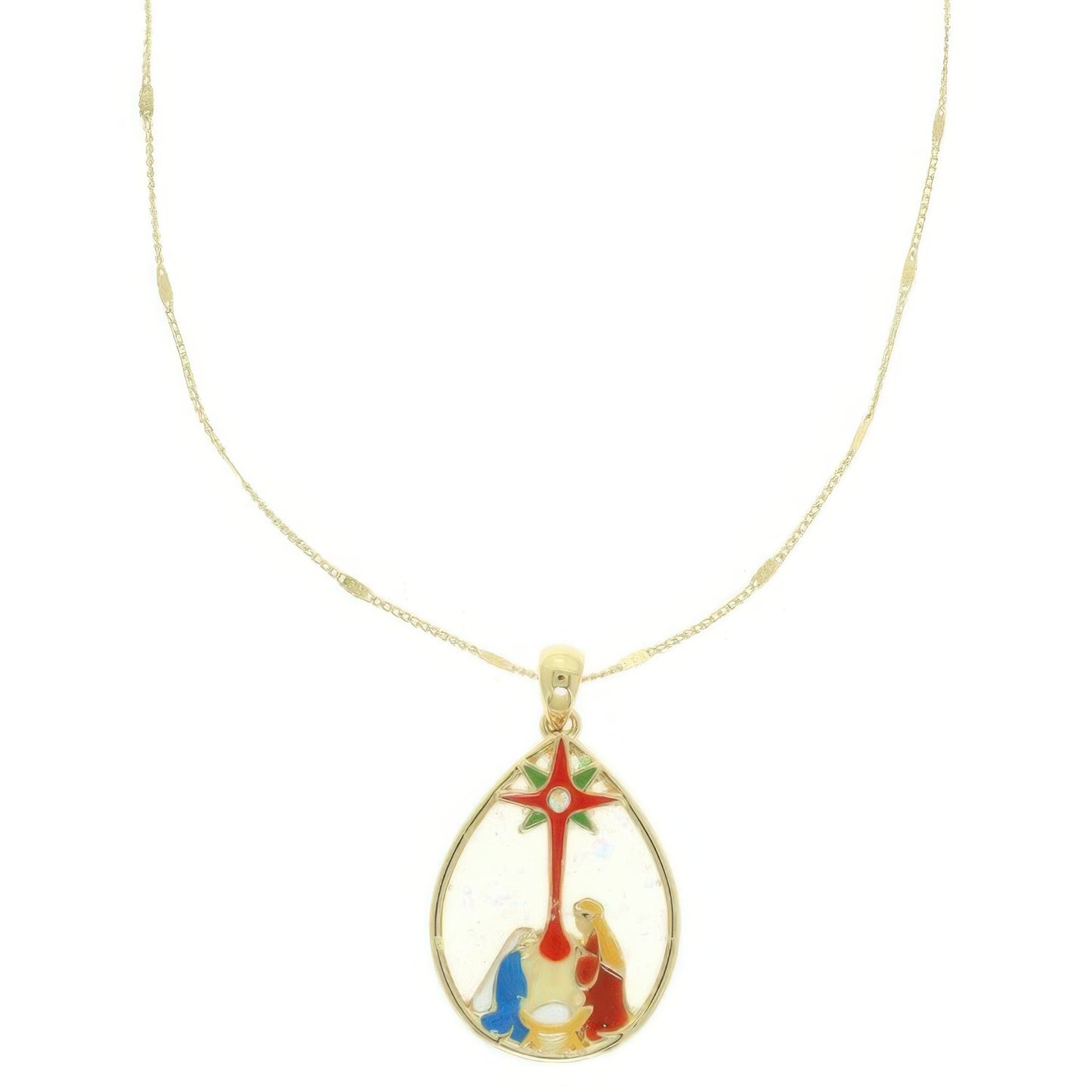 Christmas Theme Nativity Scene Pendant Necklace
