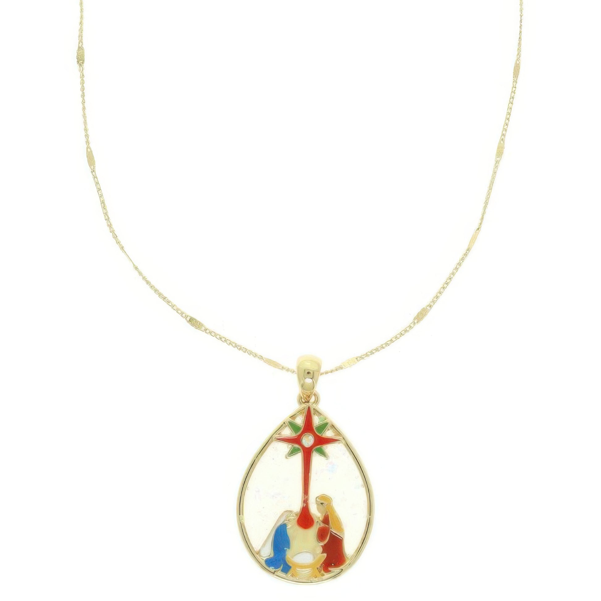 Christmas Theme Nativity Scene Pendant Necklace