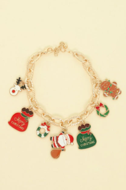 Christmas Theme Enamel Charm Bracelet