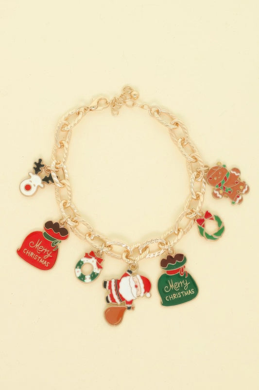 Christmas Theme Enamel Charm Bracelet