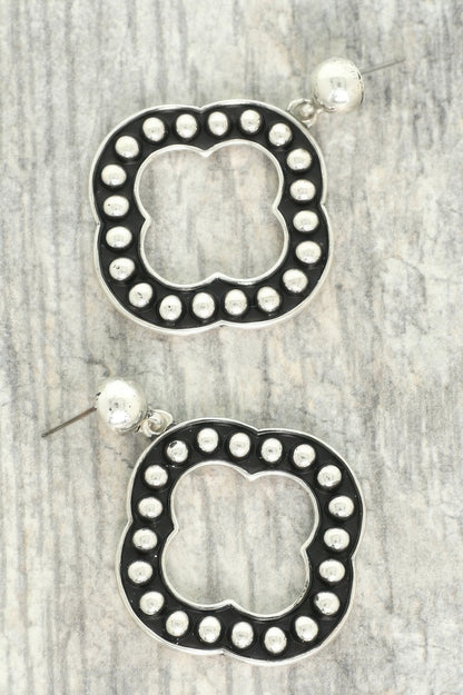 Western Bubble Beaded Quatrefoil Earrings