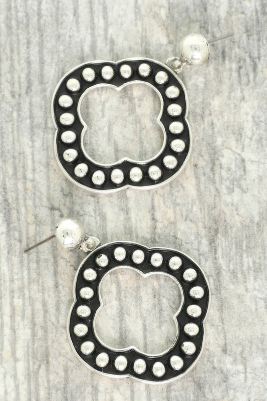Western Bubble Beaded Quatrefoil Earrings