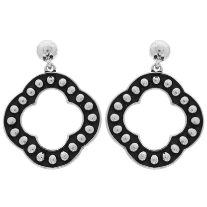 Western Bubble Beaded Quatrefoil Earrings