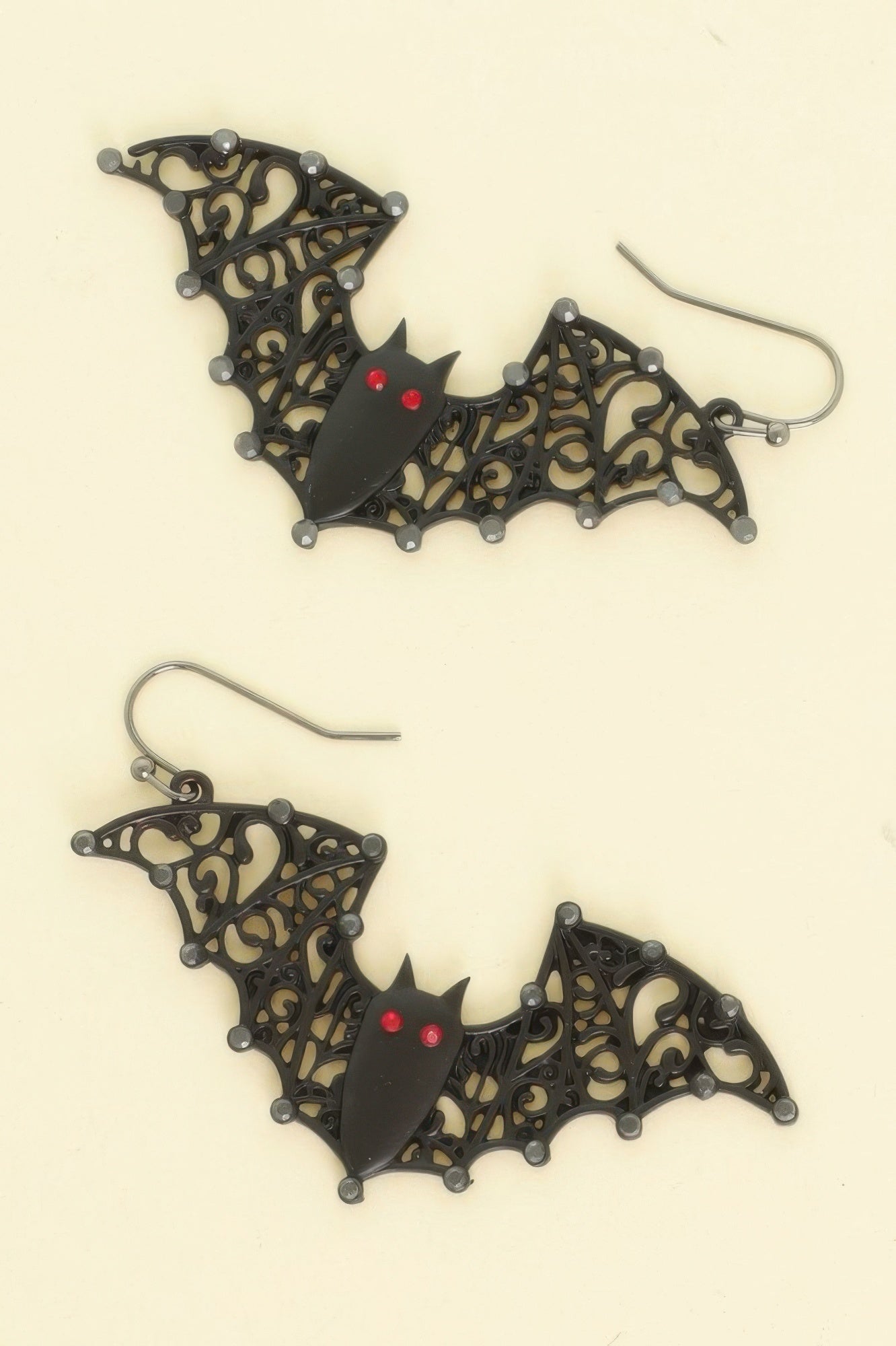 Halloween Black Epoxy Bat Earrings