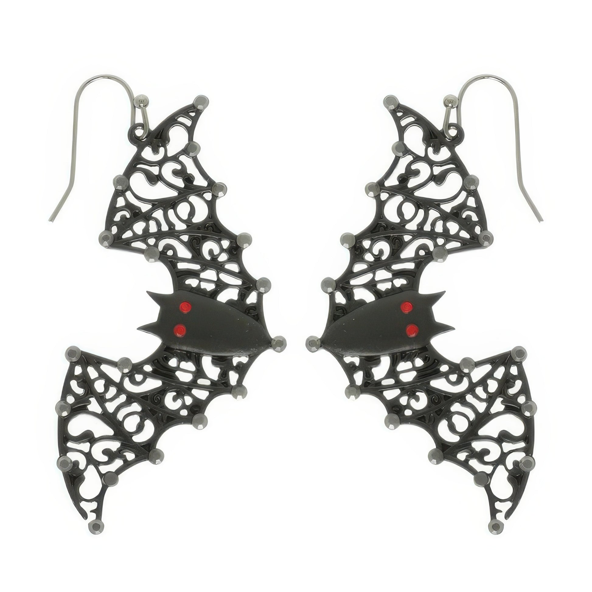Halloween Black Epoxy Bat Earrings