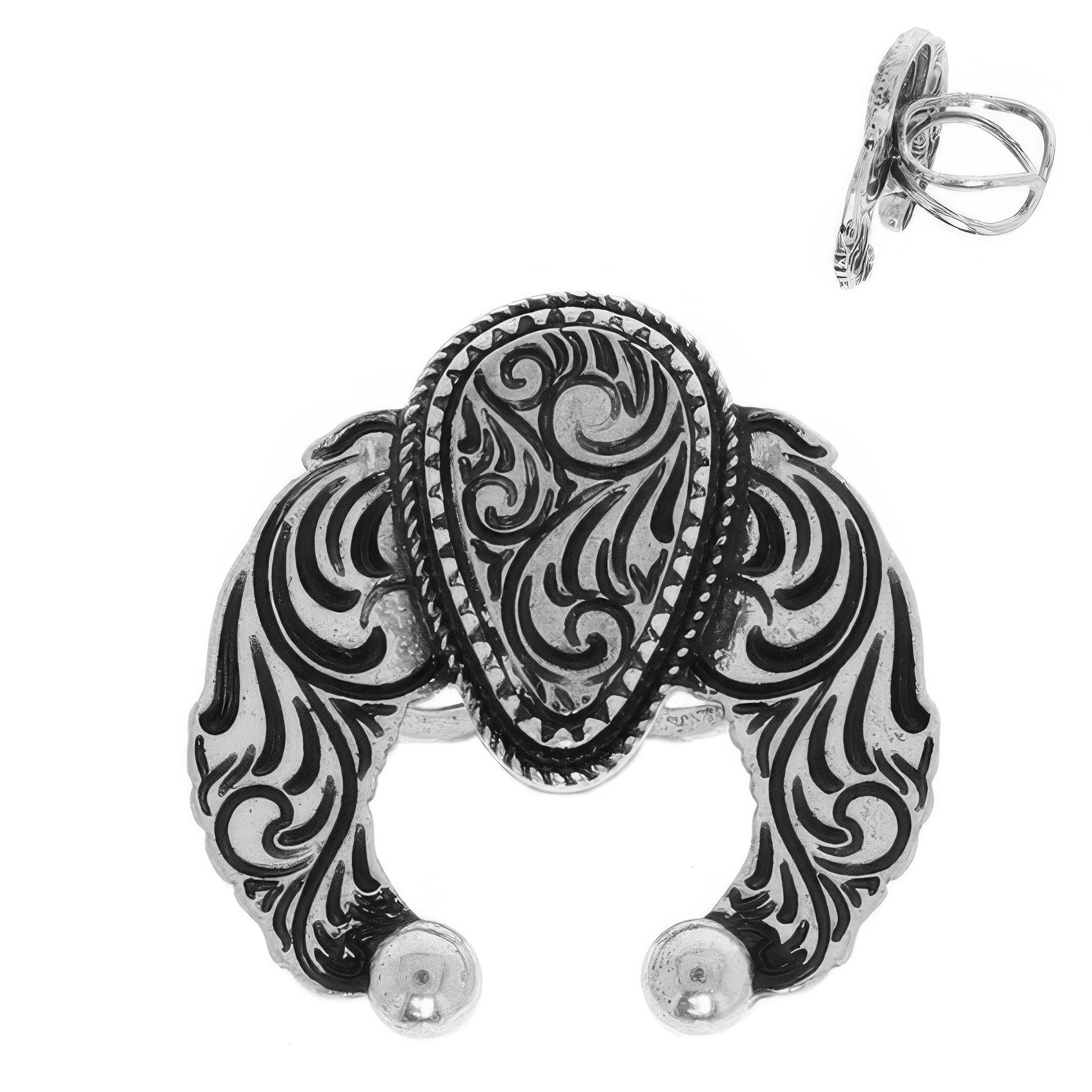 Western Squash Blossom Concho Cuff Ring