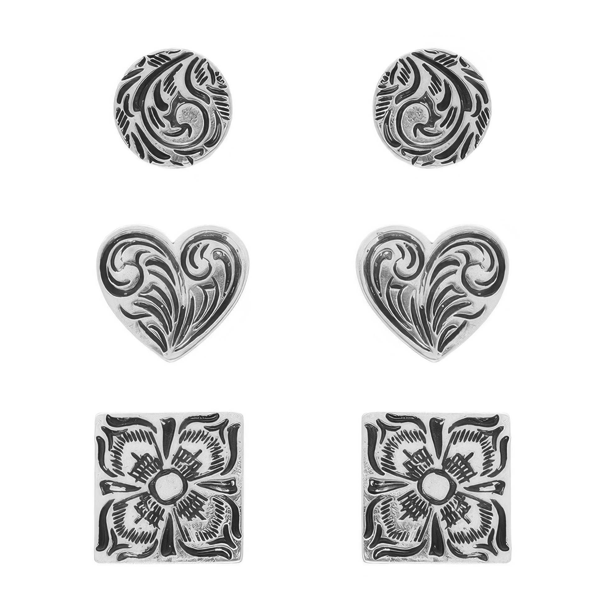 Western Filigree Etched Assorted Earring Set