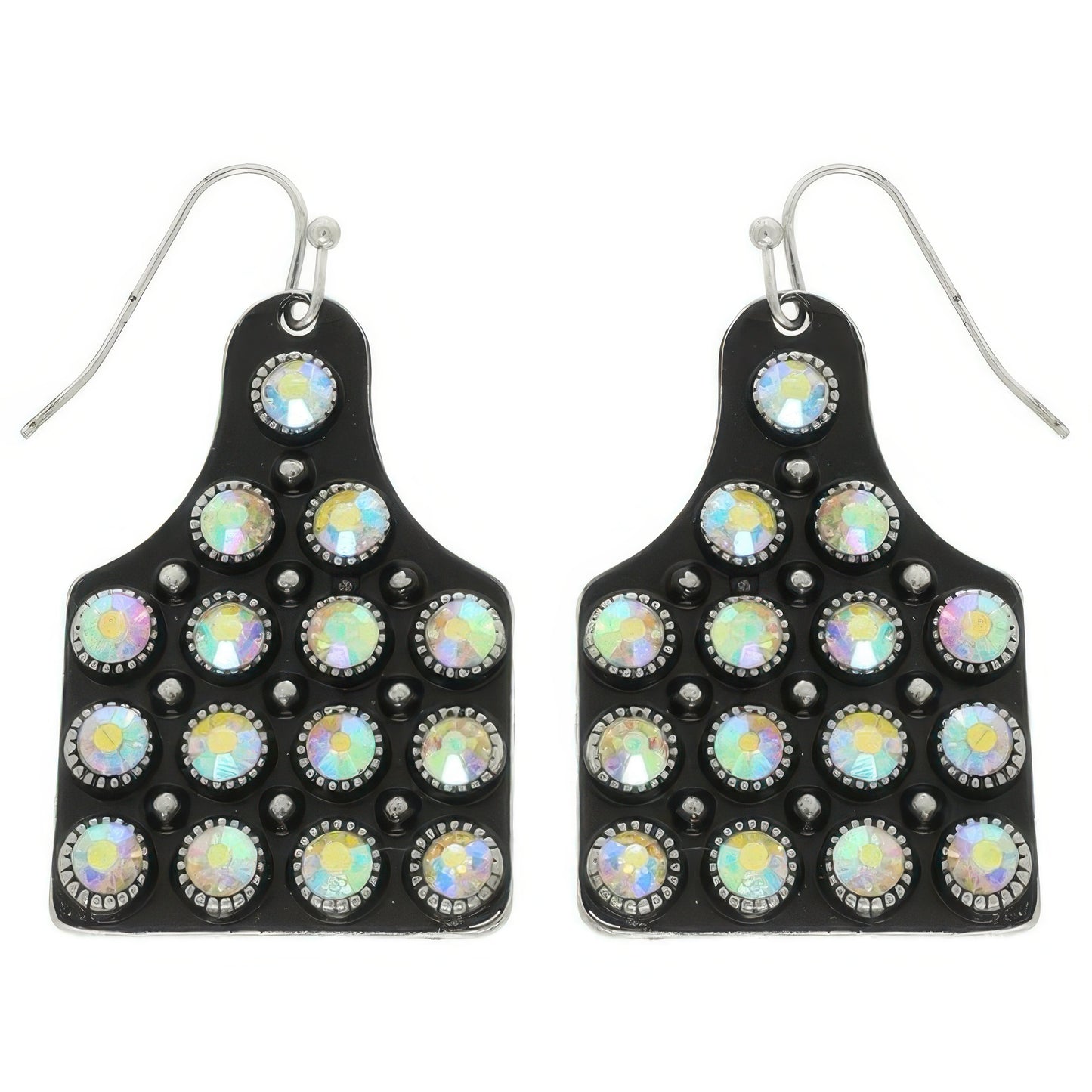 Western Jeweled Cattle Tag Earrings