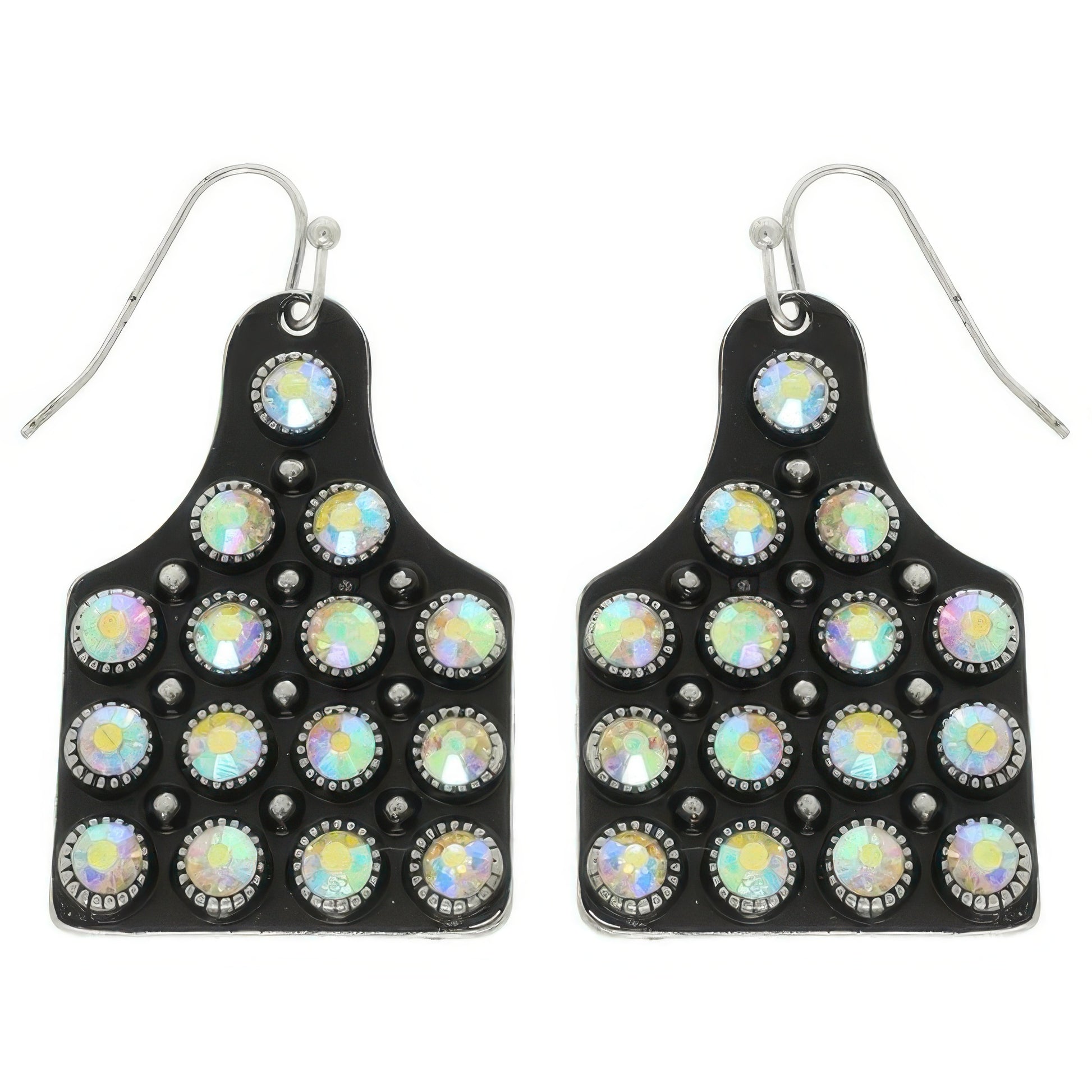 Western Jeweled Cattle Tag Earrings
