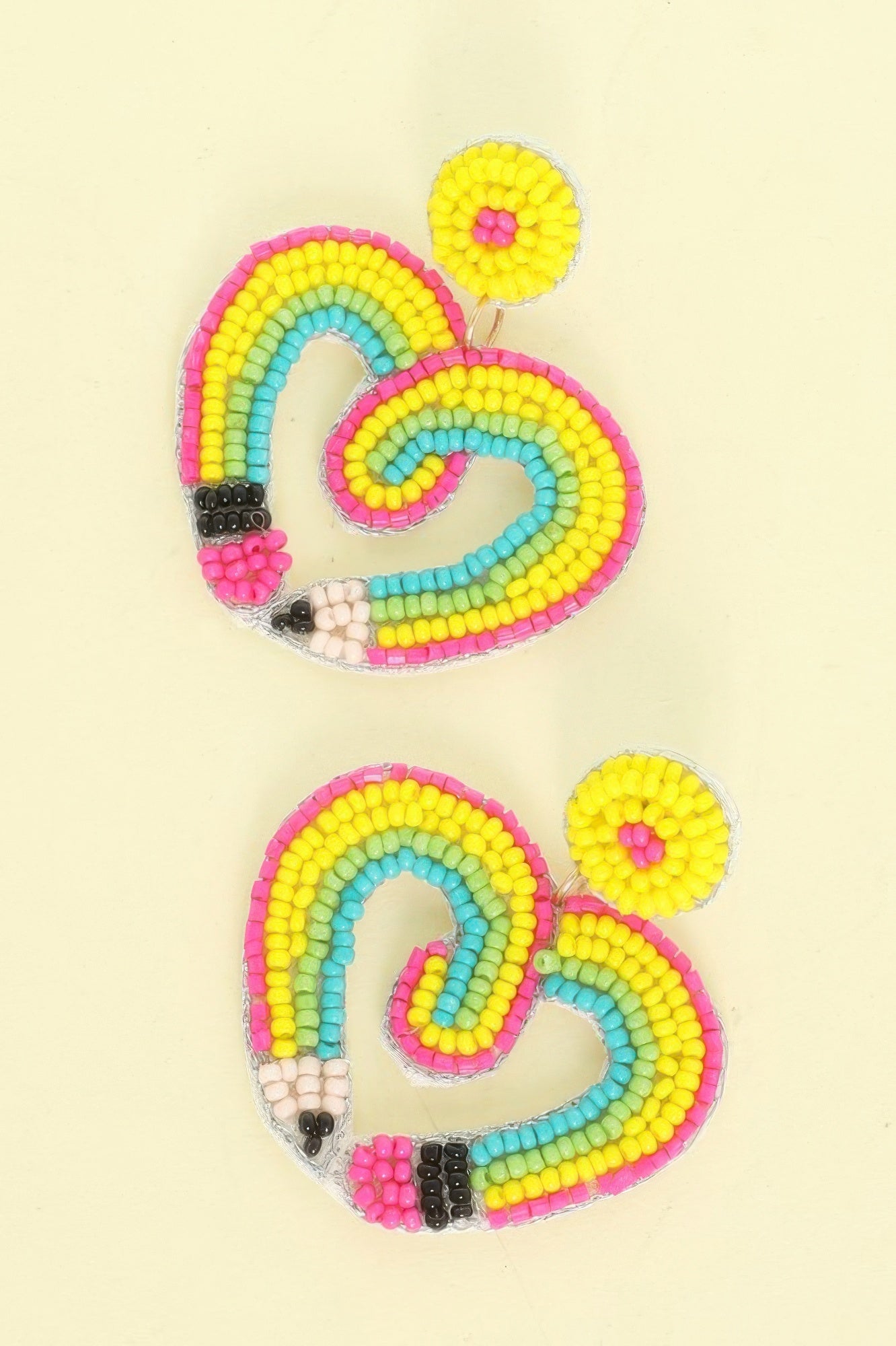 Heart Shaped Pencil Seed Beaded Earrings