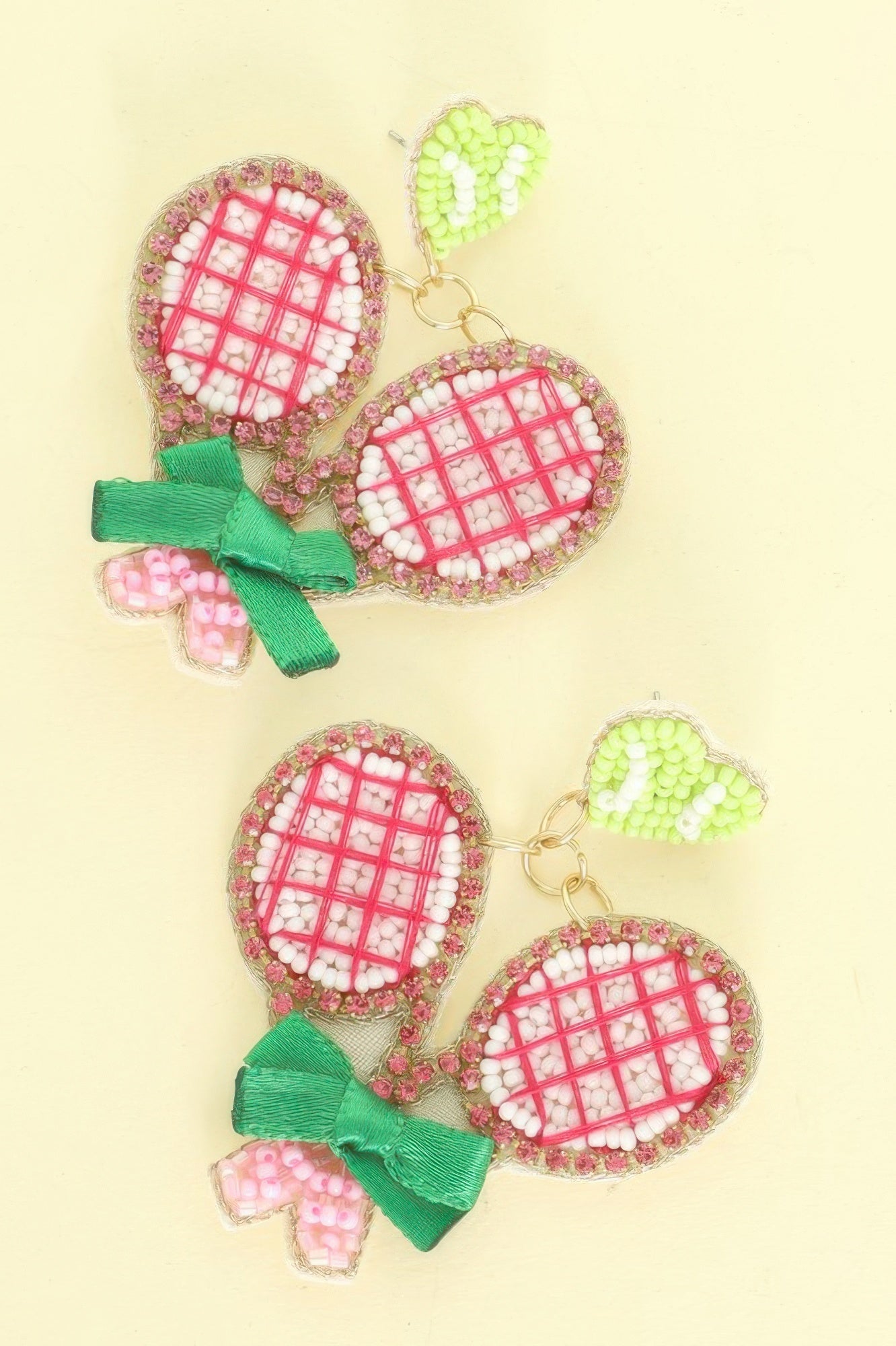 Tennis Set Theme Post Dangle Earrings