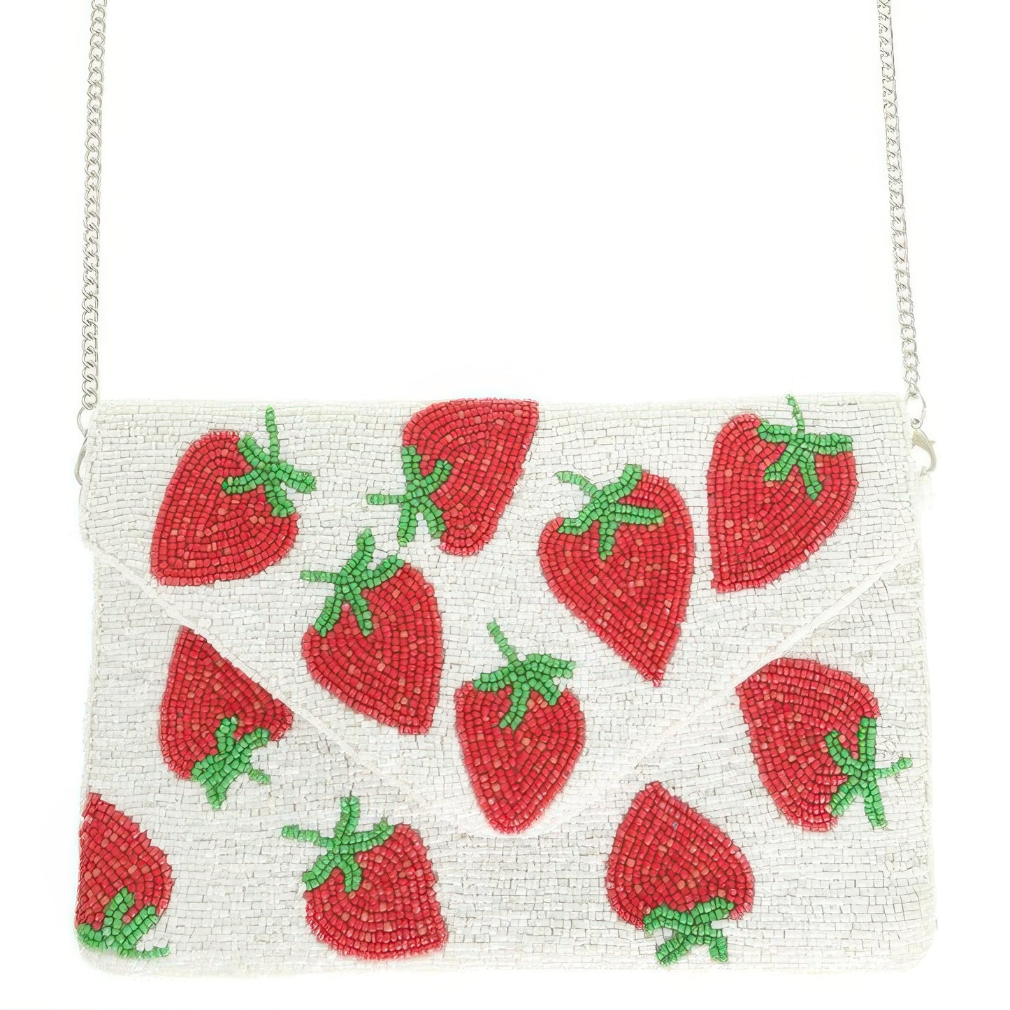 Bead Embroidered Strawberry Clutch Bag