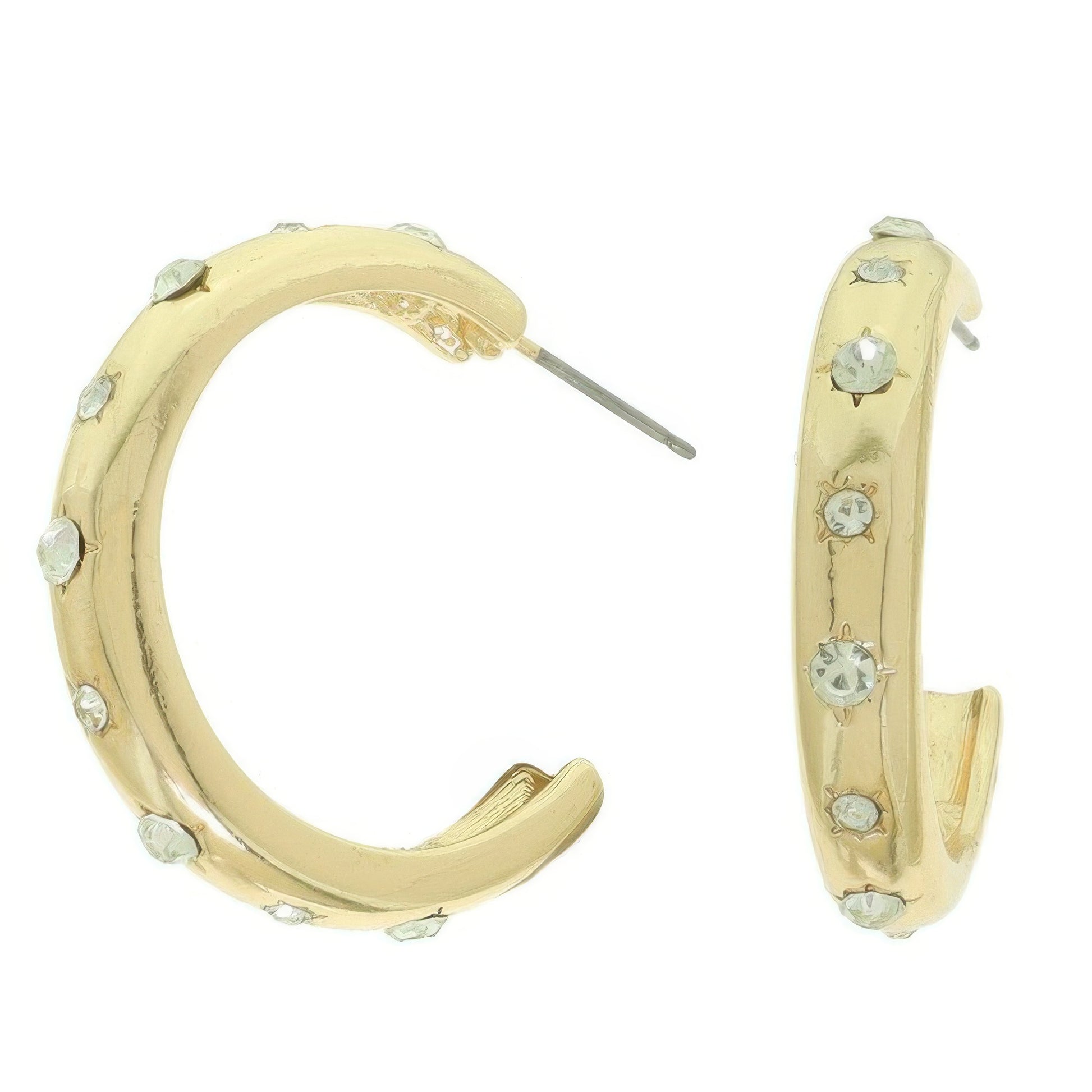 Jeweled Crescent Shape Hoop Earrings